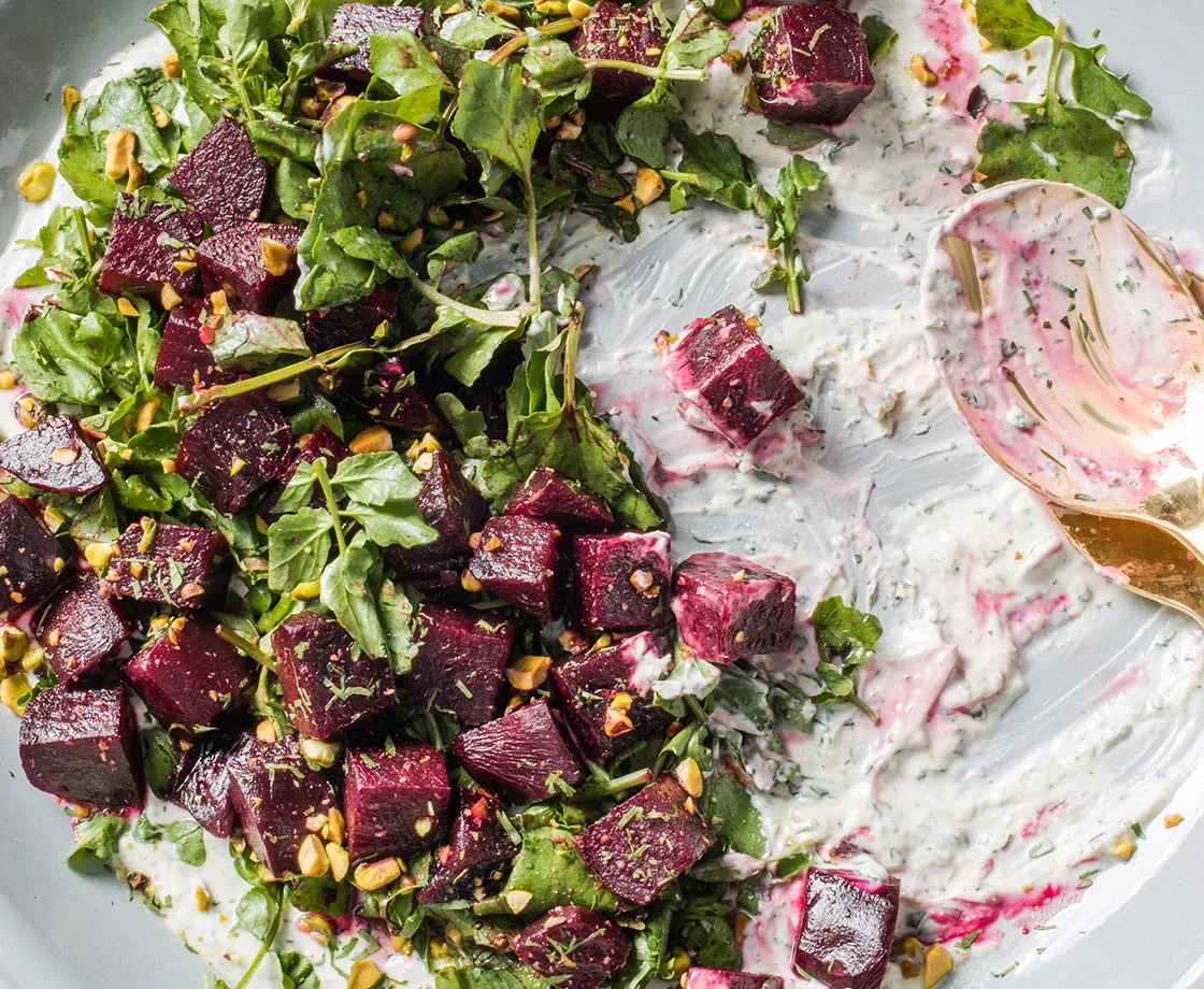Beet Salad with Spiced Yogurt and Watercress
