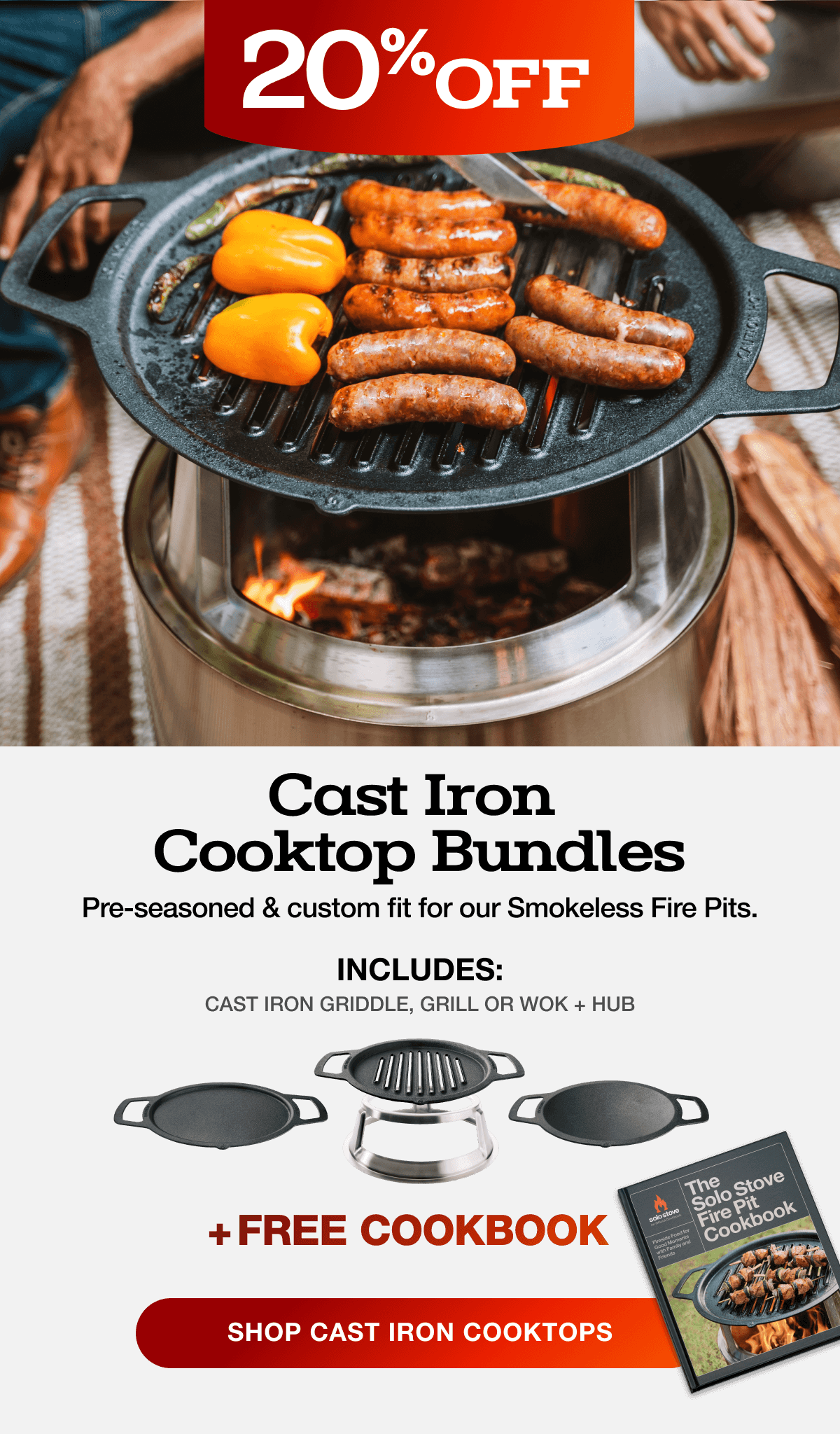 Fire Pit Cast Iron Griddle Top + Hub