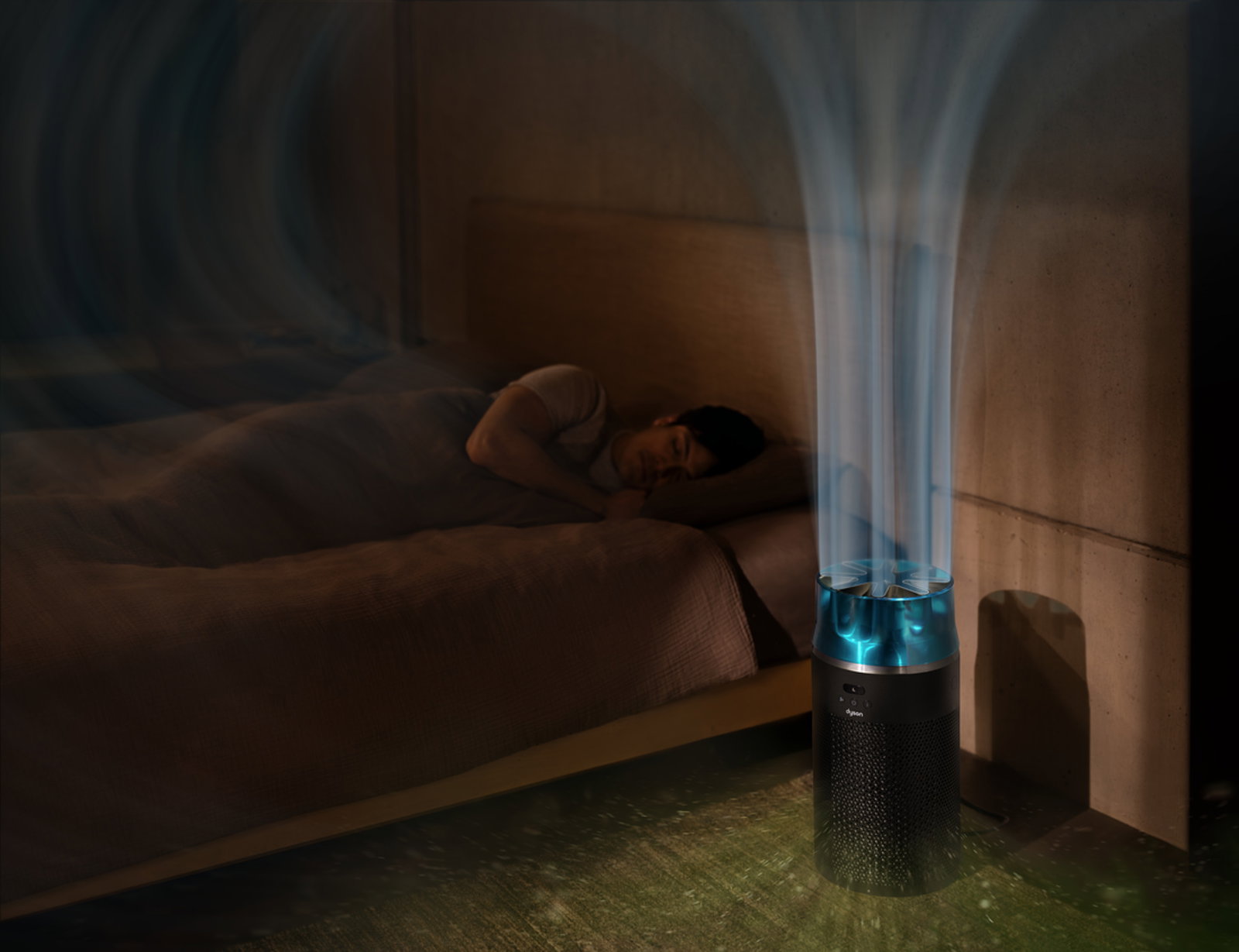 A range of Dyson air purifiers.