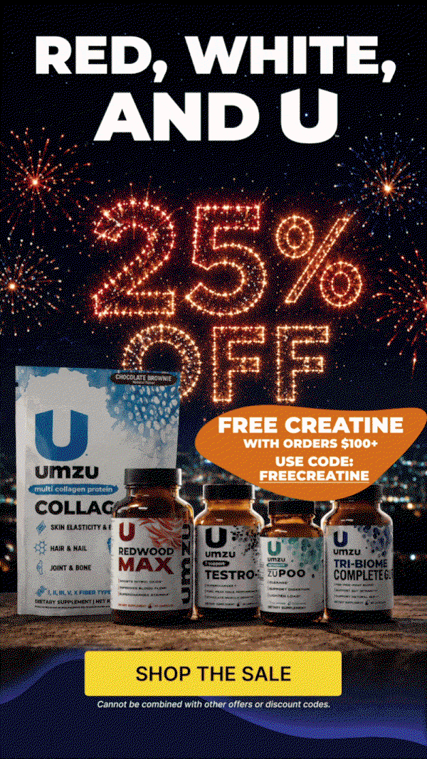 Red, White & U- 25% Off Sitewide & Free Creatine on orders $100+