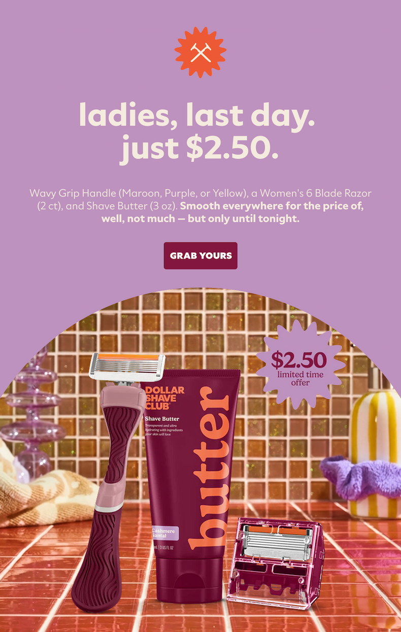ladies, last days. just $2.50.