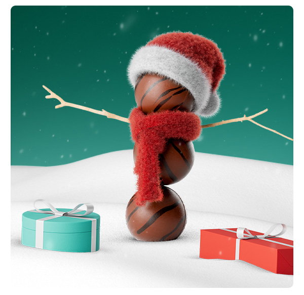 Chocolate marbles with a santa hat