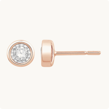 Bezel-Set Diamond 1/10ctw. (HI, I2-3) Solitaire Stud Earrings in 10k Rose Gold