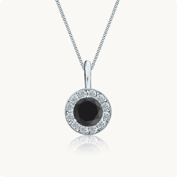Black & White Diamond Halo 3/4ct. t.w. Pendant in 14k White Gold