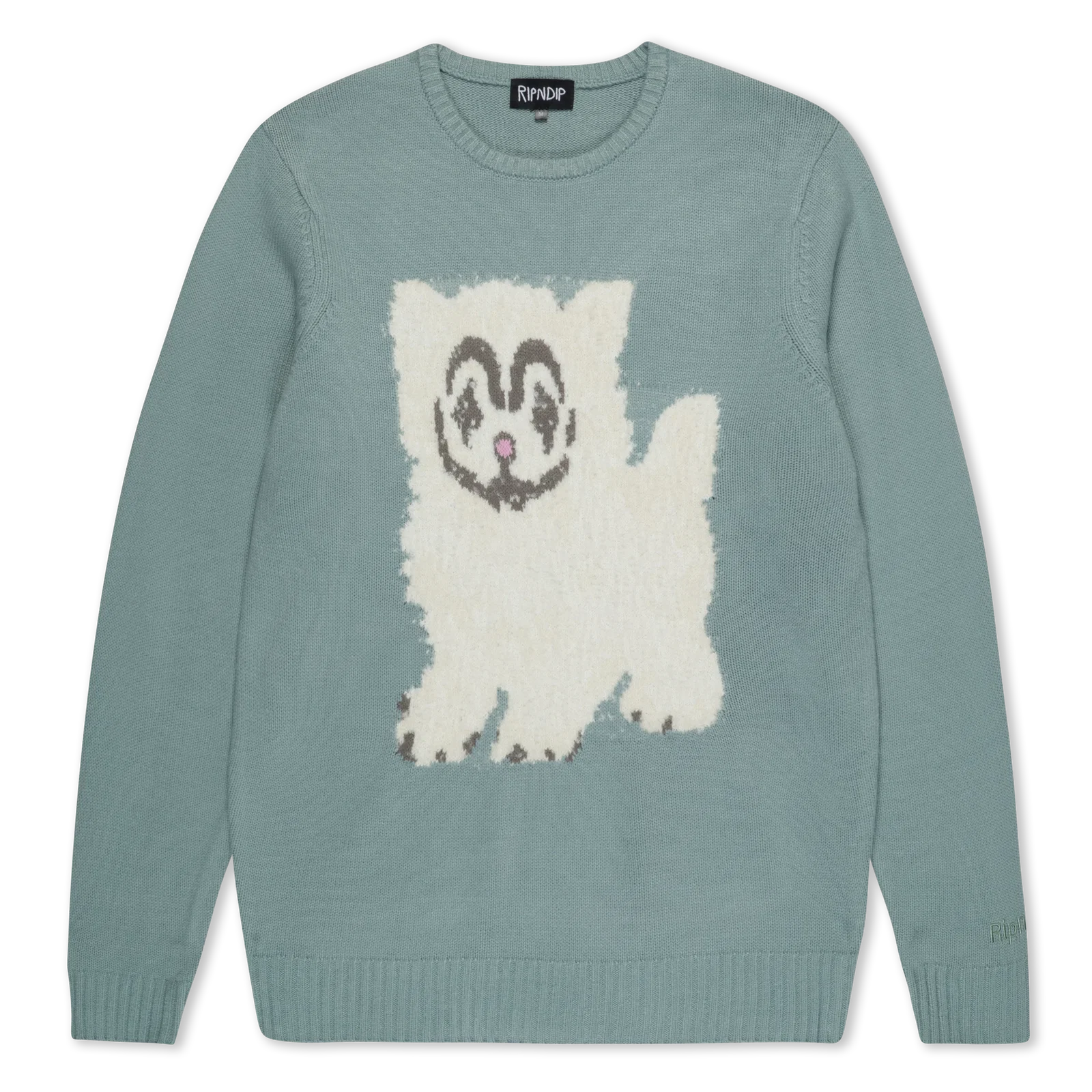 Image of Pet Me Im Cute Knit Sweater (Heather Sage Grey)