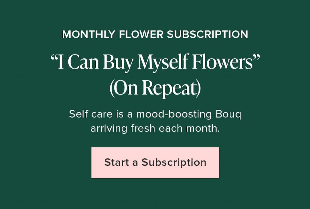Monthly Flower Subscription. "I Can Buy Myself Flowers" (On Repeat). Self care is a mood-boosting Bouq arriving fresh each month. Start a Subscription 