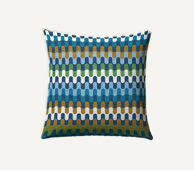 Puzzles Blue & Cognac Woven Throw Pillow