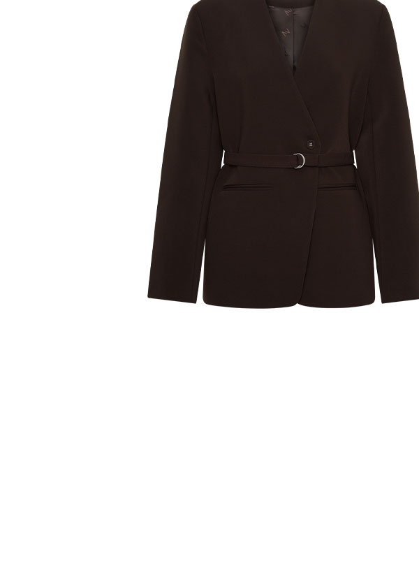 Darcie Drop Shoulder Suiting Blazer - Dark Chocolate