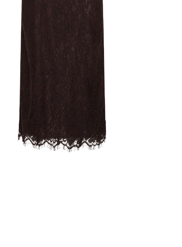 Ottilie Lace And Mesh Midi Dress - Dark Chocolate