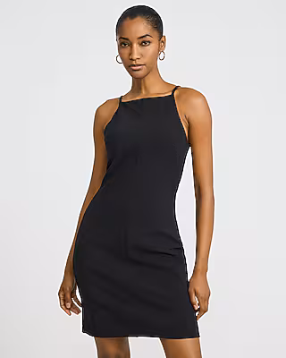 Square Neck Sleeveless Front Seam Mini Sheath Dress