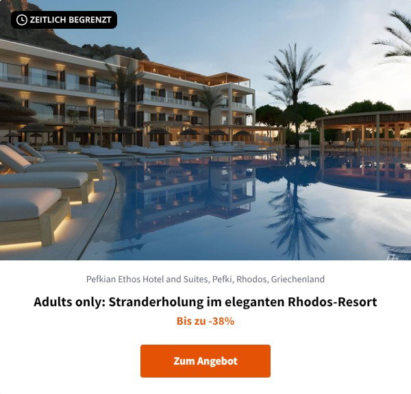 Adults only: Stranderholung im eleganten Rhodos-Resort