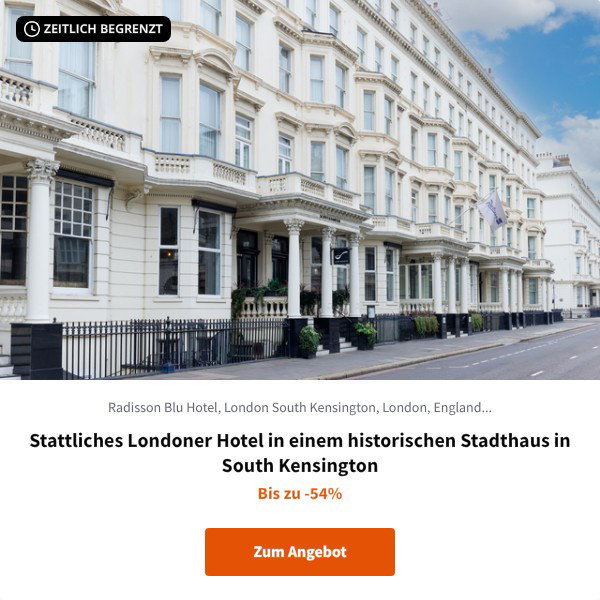 Stattliches Londoner Hotel in einem historischen Stadthaus in South Kensington