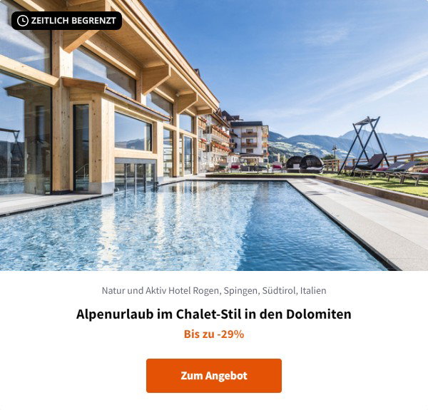 Alpenurlaub im Chalet-Stil in den Dolomiten