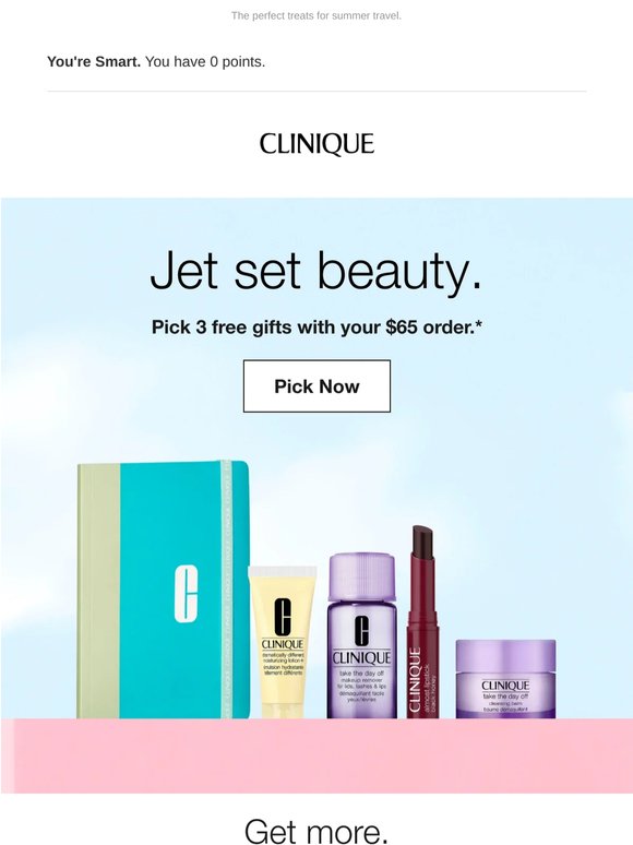 Pick 3 free gifts with $65 order.