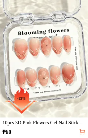10pcs 3D Pink Flowers Gel Nail...