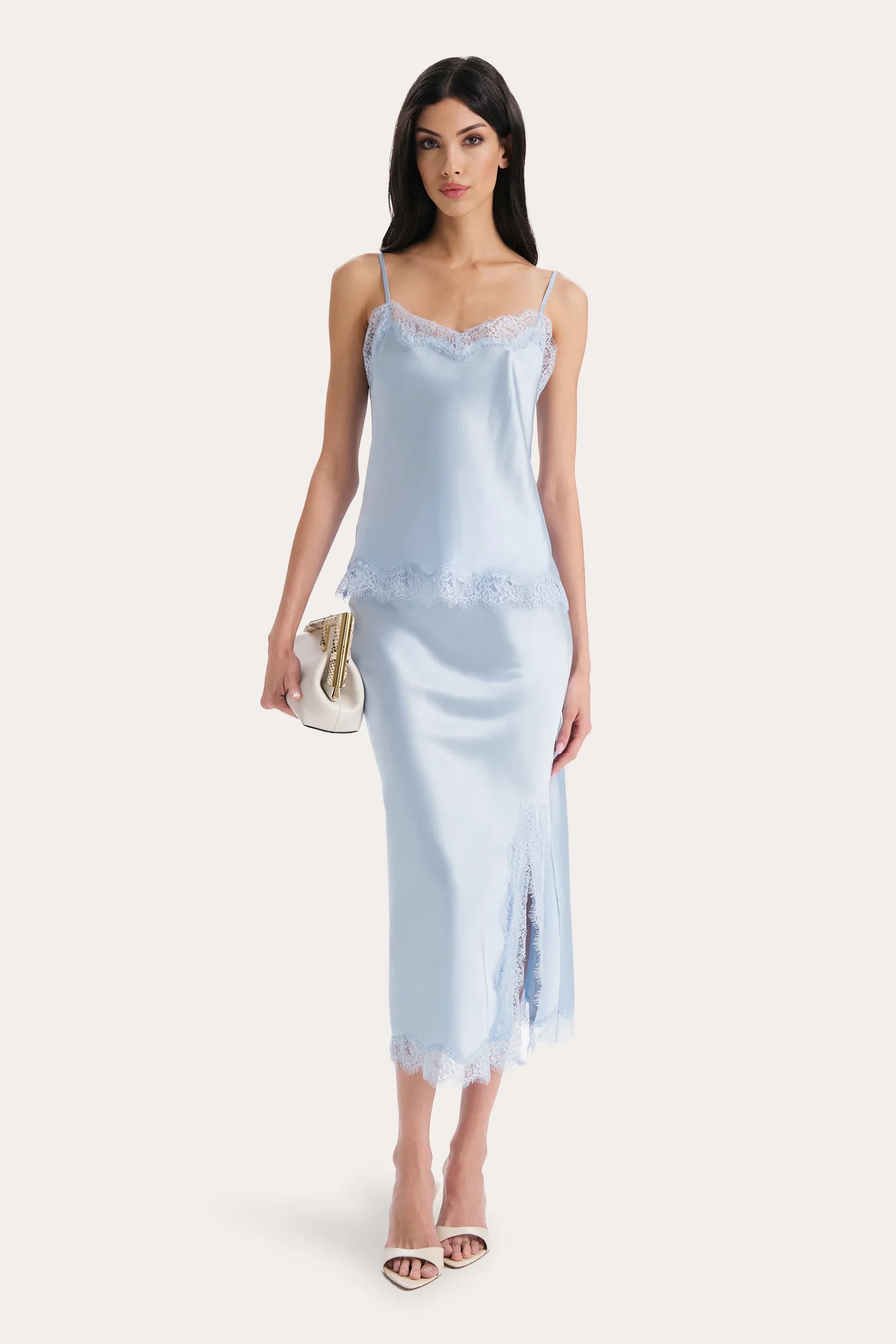 Image of Brooke Silk Charmeuse Lace Trim Cami