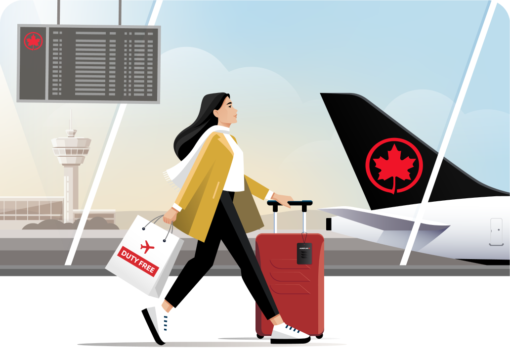 Traveller walking through airport