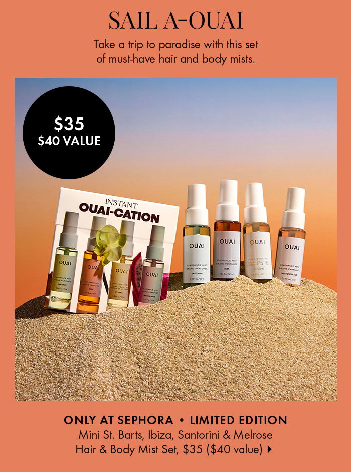 OUAI Mini St. Barts, Ibiza, Santorini & Melrose Hair & Body Mist Set