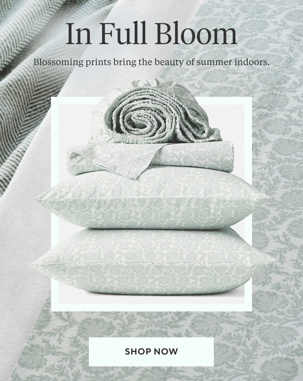 IN FULL BLOOM Blossoming prints bring the beauty of summer indoors. Shop Now > 