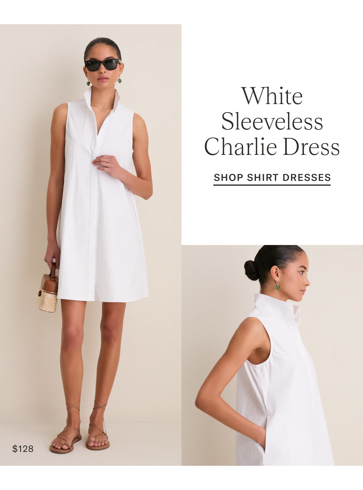 White Sleeveless Charlie Dress