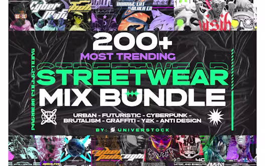 200+ Most Trending Streetwear T-shirt Designs Bundle | Extended License