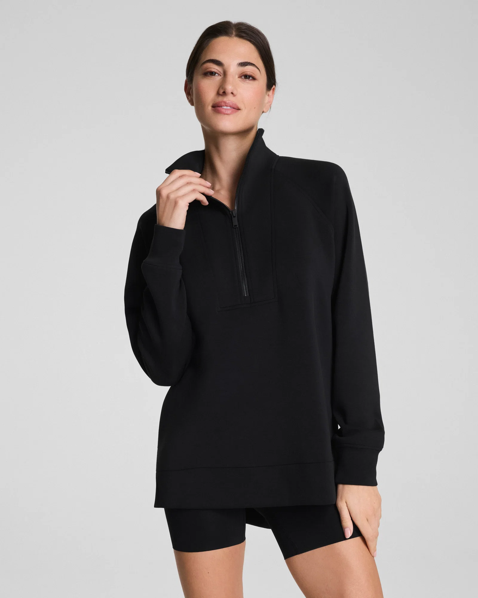 Image of Spanx Women's SPANX AirEssentials Half Zip Top Tunic in Black