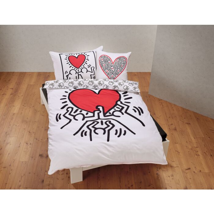 Satin-Garnitur Love von Keith Haring , weiss