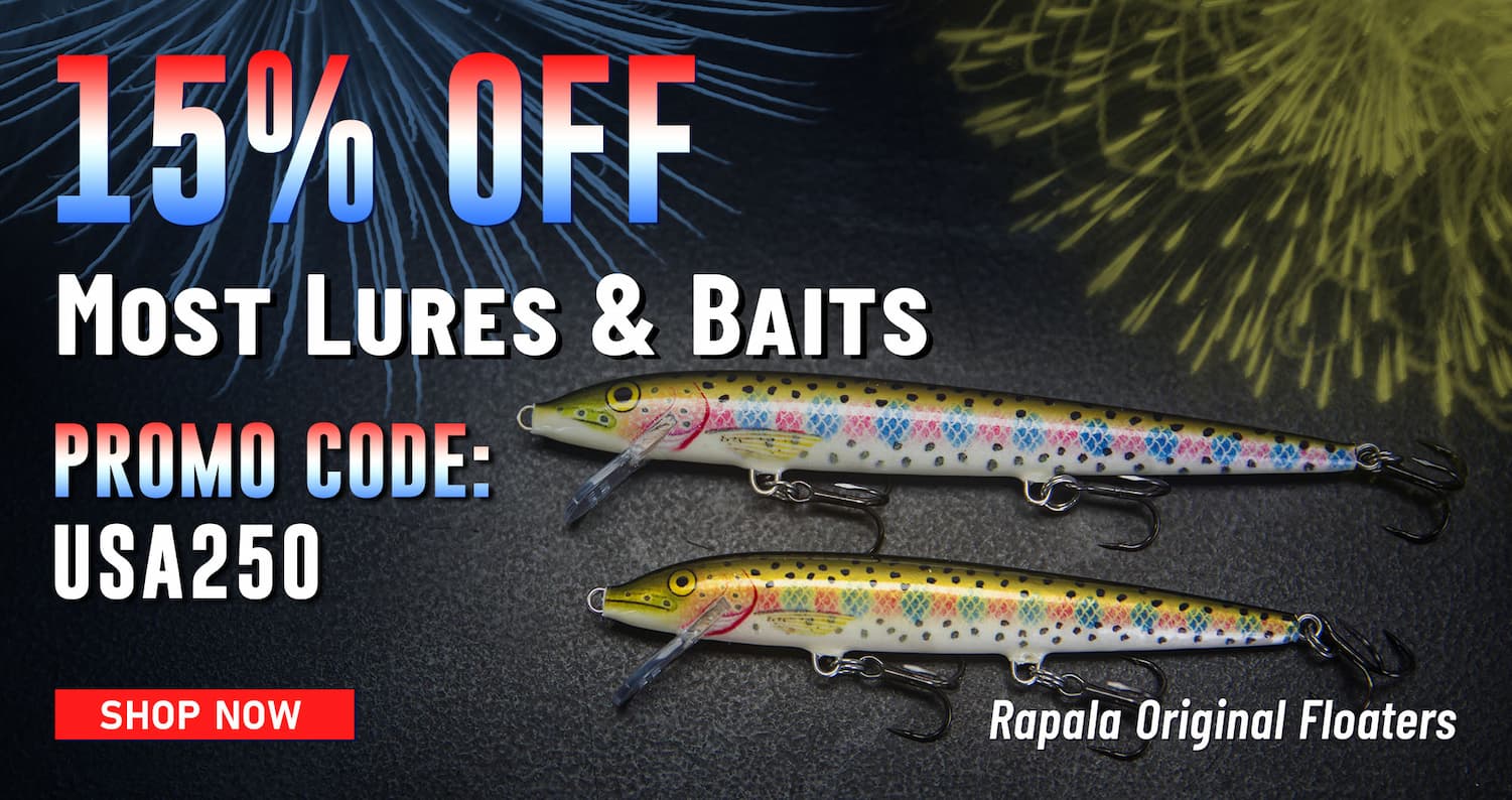 15% Off Most Lures & Baits Promo Code: USA250 Rapala Original Floaters Shop Now