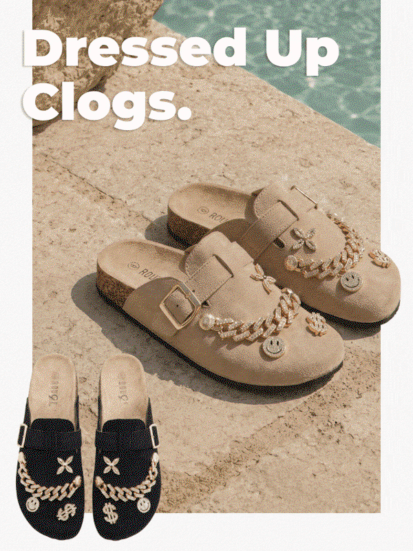 Shop Chain Link Rhinestone Charm Faux Suede Clog Mules