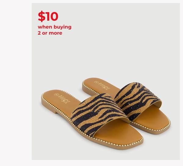 Shop Animal Print Rhinestone Detail Slide Sandals