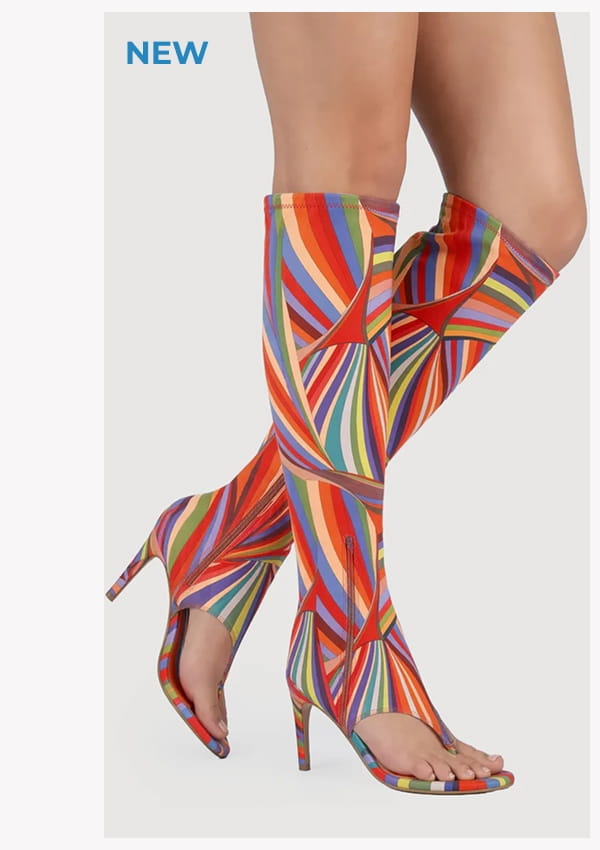 Shop Open Toe Thong Knee High Heels