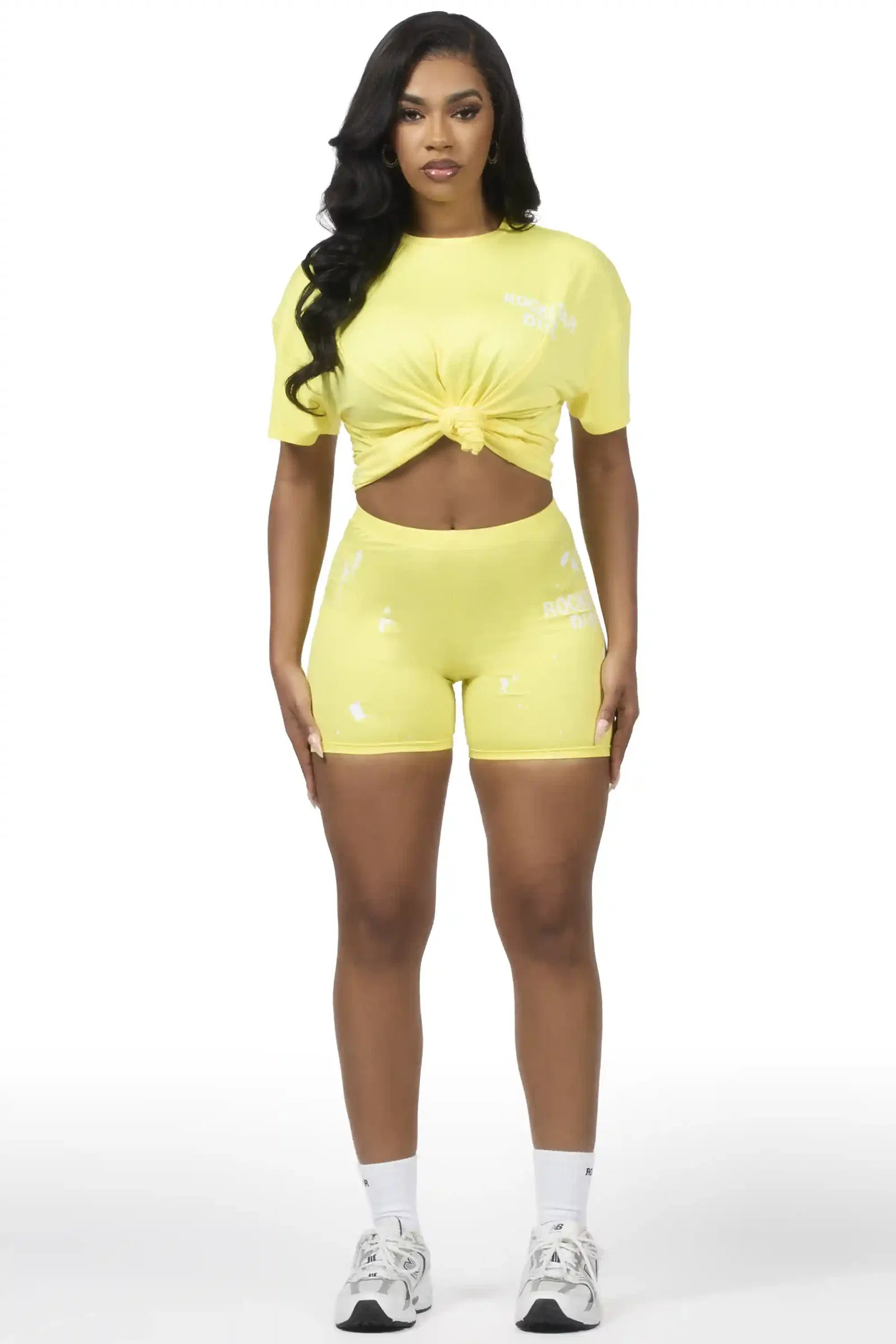 Image of Living For It Yellow Bike Short Set