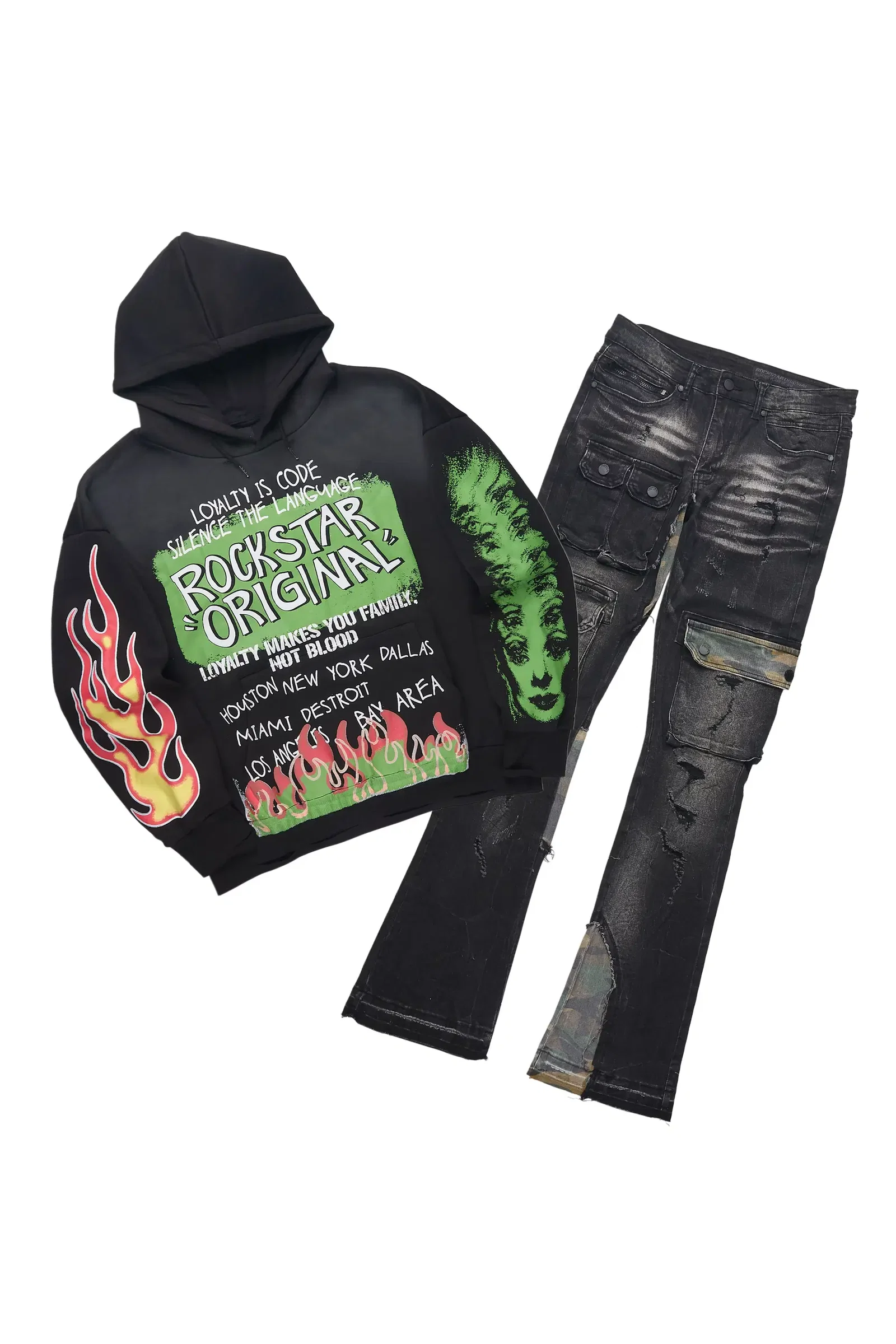 Image of Beno Black Hoodie & Zeta Grey Jean Bundle