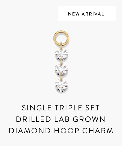 Single Triple Set Drilled Lab Grown Diamond Hoop Charm.