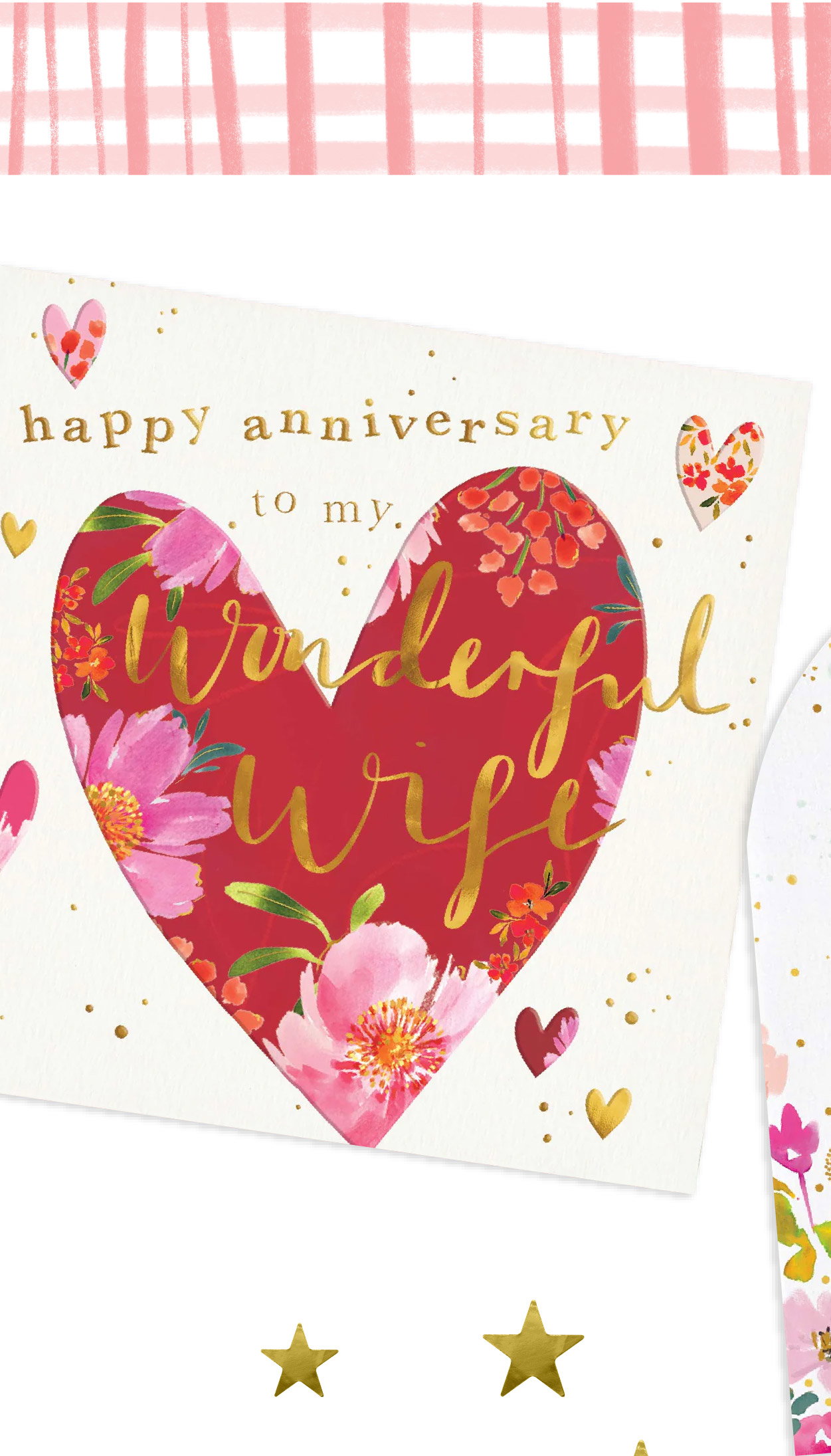 FLORAL HEART WIFE ANNIVERSARY CARD