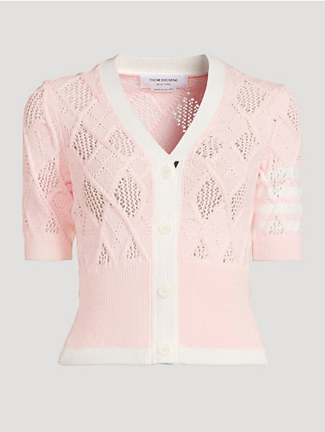 Argyle Pointelle Cardigan