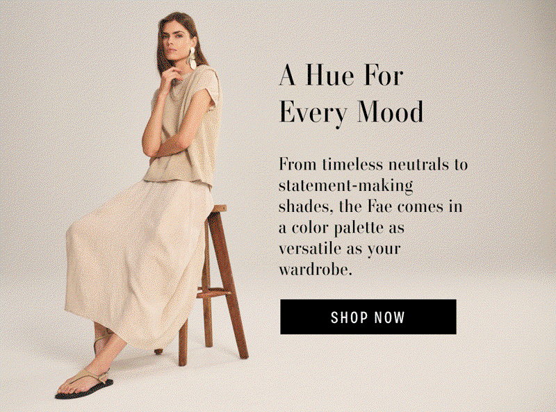 Image shows a model wearing the Fae Linen Skirt in Navy. Image shows a model wearing the Fae Linen Skirt in Willow. Image shows a model wearing the Fae Linen Skirt in Sandcastle. Image shows a model wearing the Fae Linen Skirt in Shamrock. Image shows a model wearing the Fae Linen Skirt in Hailstone. Image shows a model wearing the Fae Linen Skirt in Black. Text reads: A hue for every mood. From timeless neutrals to statement-making shades, the Fae comes in a color palette as versatile as your wardrobe.