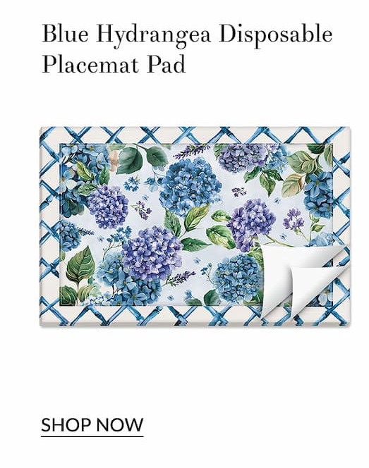 Blue hydrangea disposable placemat pad