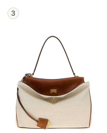 Balenciaga Colorblock Canvas & Suede Shoulder Bag - Beige
