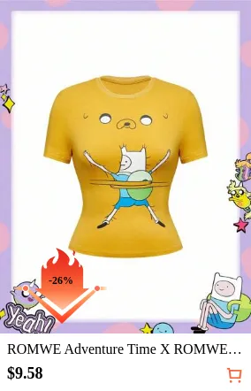 ROMWE Adventure Time X ROMWE Spring/Summer Casual Graphic Women Y2K Cute Funny Novelty Cartoon Graphic T-Shirt