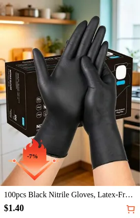 100pcs Black Nitrile Gloves, Latex-Free, Disposable, Durable Household Cleaning Gloves, Suitable For Hair Dyeing, Tattooing, Machinery Maintenance And Cleaning, Multi-Purpose Hand Protection, Essential For Kitchen (Bagged), Daily Use