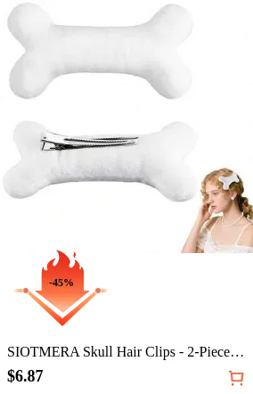 SIOTMERA Skull Hair Clips - 2-Piece Set H White Plush Dog Bone Alligator Clips, Suitable For Cosplay Parties And Halloween Hair Accessories.