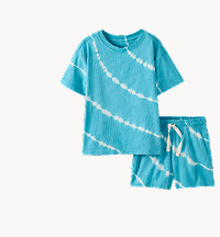 Relaxed Fit Tie-Dye T-Shirt & Shorts Set | Blue/White Tie Dye