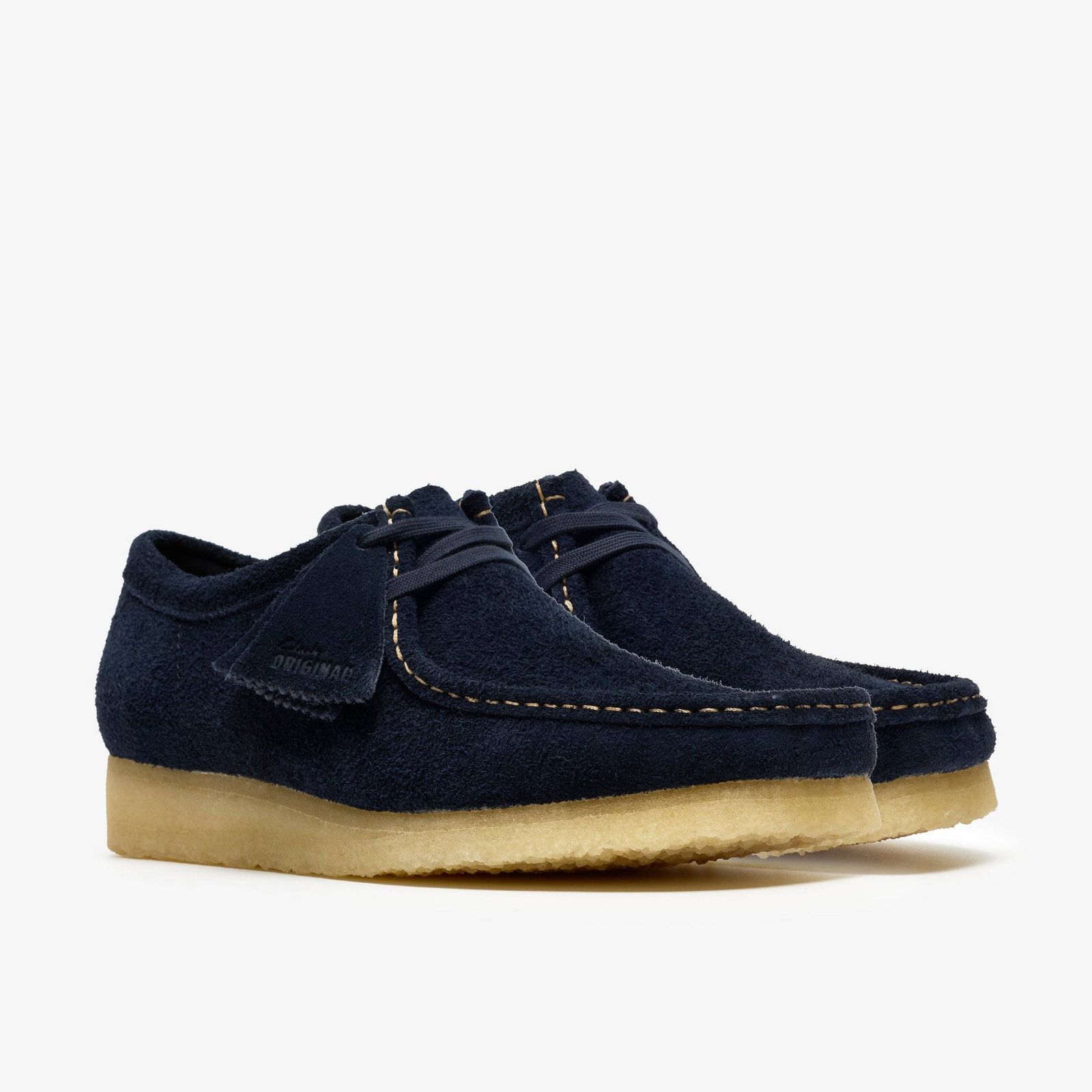 Shop Wallabee Navy Suede