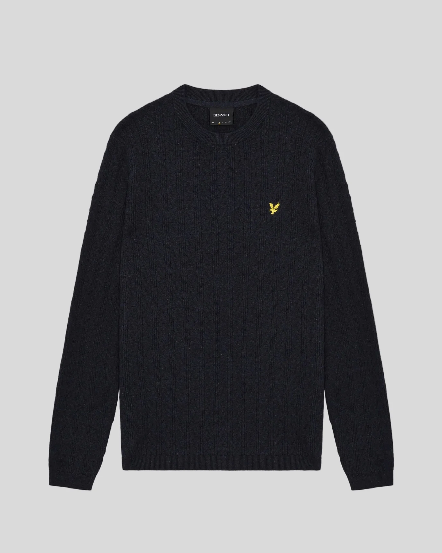 Linen Blend Ribbed Crew Neck Jumper in Dark Navy Marl
