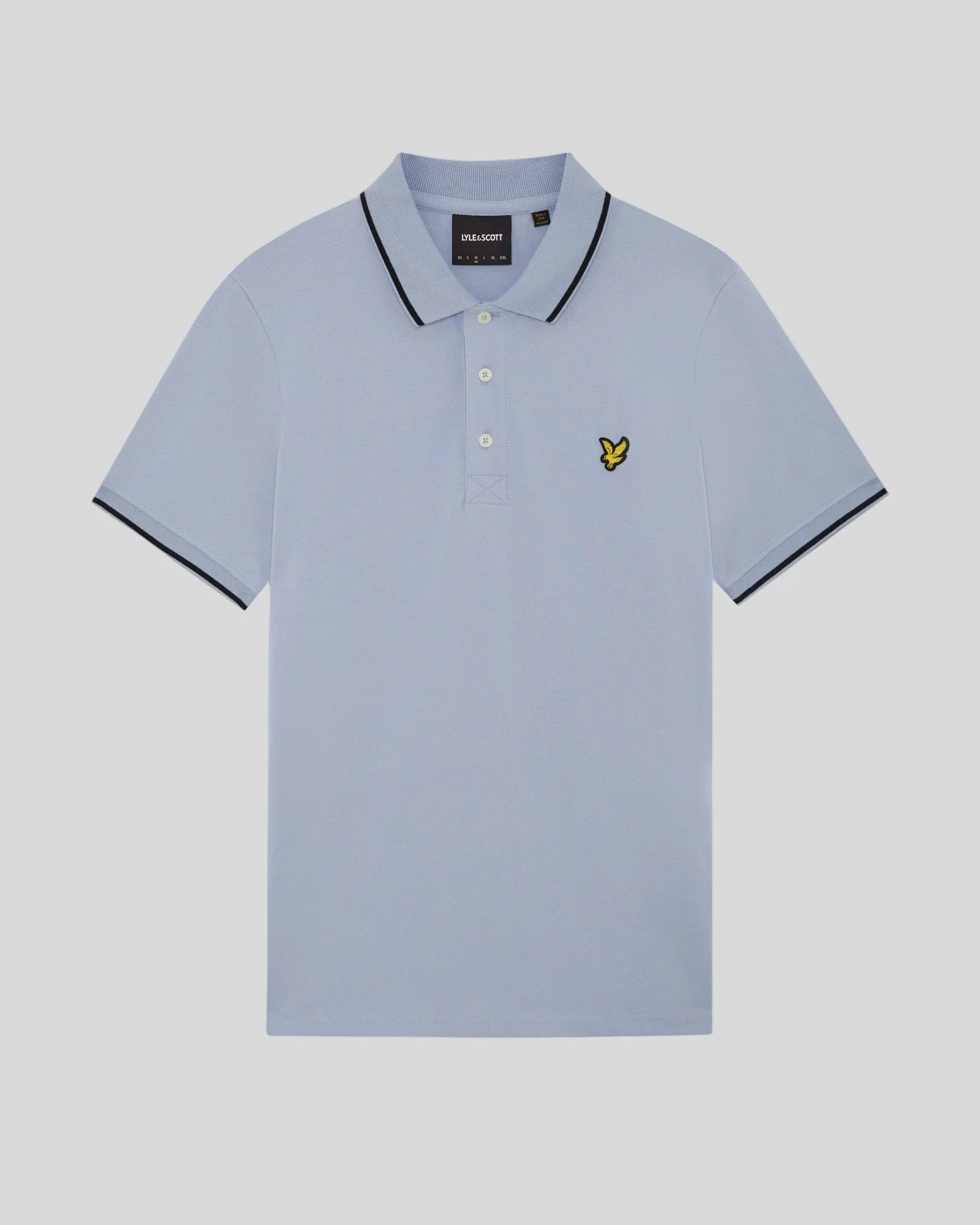 Tipped Polo Shirt in Bubble Blue & Jet Black