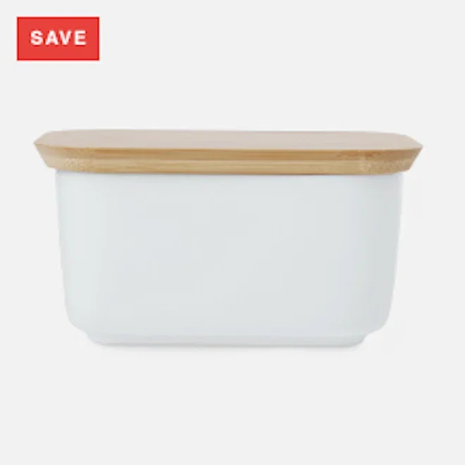 Maxwell & Williams White Basics Butter Dish with Bamboo Lid