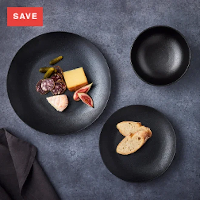 Maxwell & Williams Caviar Black Dinner Set, 12-Piece