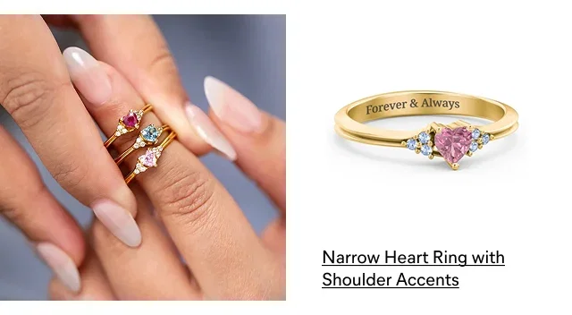 Narrow Heart Ring with Shoulder Accents