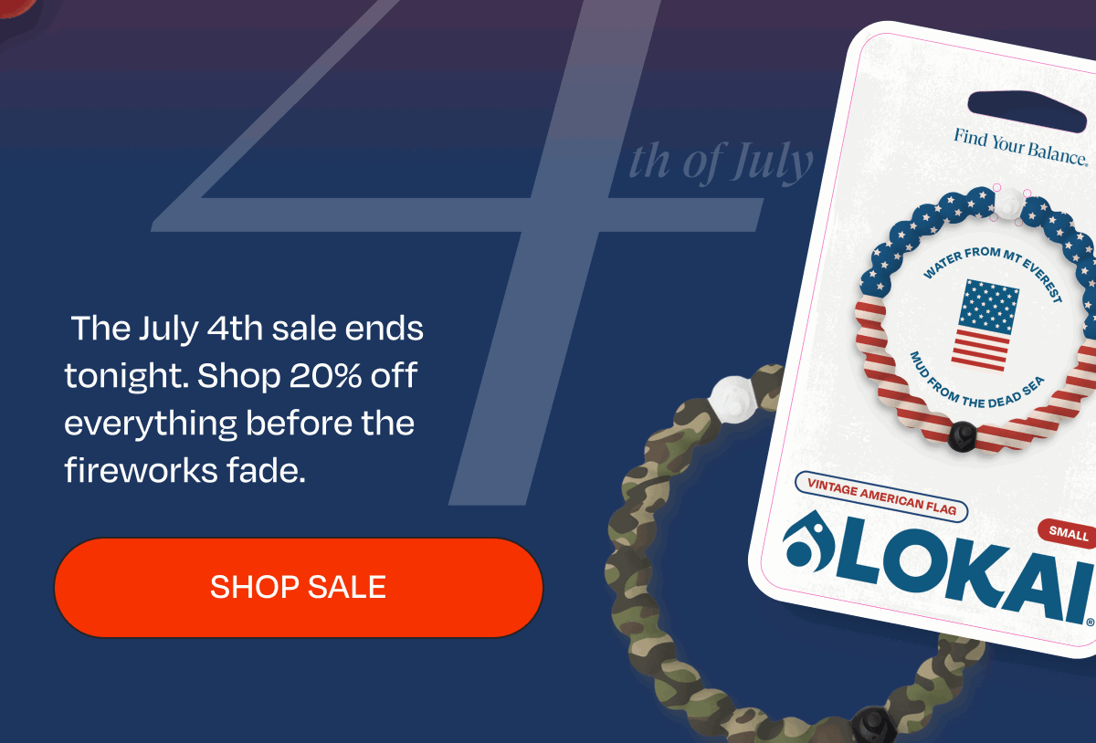 The July 4th sale ends tonight. Shop 20% off everything before the fireworks fade. | Shop Sale